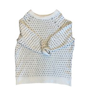 Aerie- White Tiny Heart Oversized Crew Neck Sweater